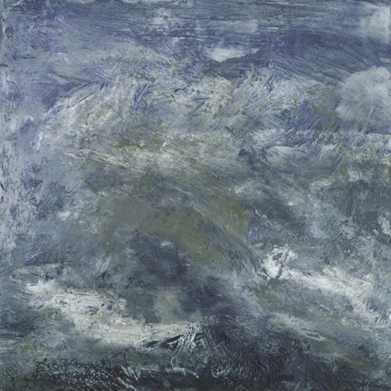 Framed Encaustic Tile in Blue III Print