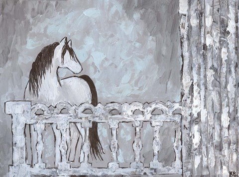 Framed Farm Sketch Horse stable Print