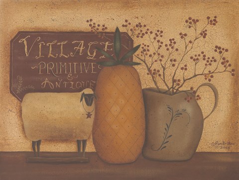 Framed Sheep and Pineapple Print