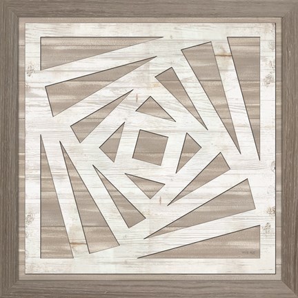 Framed Geo Greige Deco 3 Print