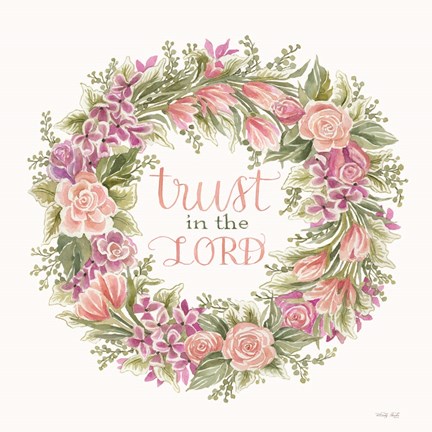 Framed Trust in the Lord Floral Wreath Print