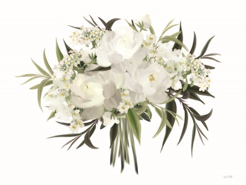 Framed White Boho Bouquet Print