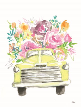 Framed Yellow Flower Truck Print