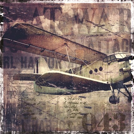 Framed Vintage Fixed Wing Airplane Print