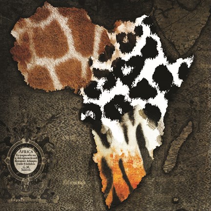 Framed Animal Fur Africa Map Print
