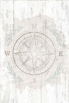 Framed Calming Coastal Compass Print