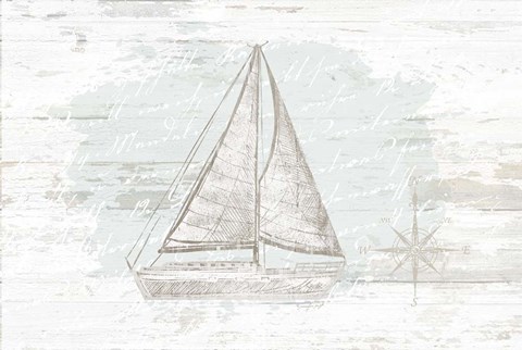 Framed Calming Coastal Sailboat Print