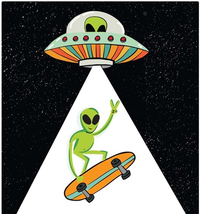 Framed UFO Alien Print