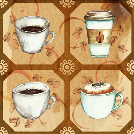 Framed Coffee Frenzy Pattern II Print