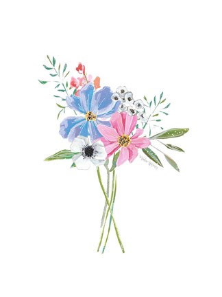 Framed Pastel Floral II Print