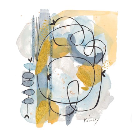 Framed Dreaming In Gold And Blue I Print