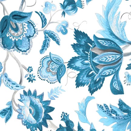 Framed Multi Blue Capri Floral Print