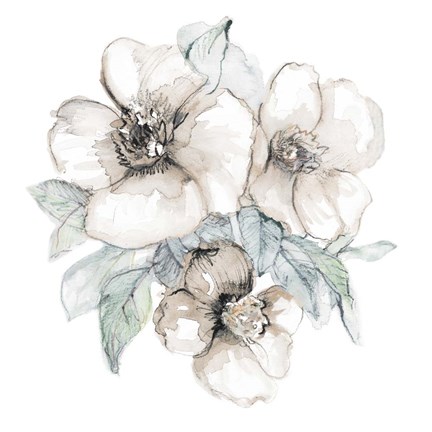 Framed Moonlit Florals Square I Print