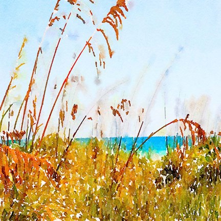 Framed Beach View Square Print