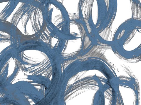 Framed Blue and Gray Strokes Print