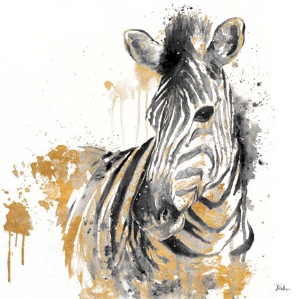 Framed Water Zebra with Gold Print