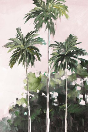 Framed Palms Under A Pink Sky Print