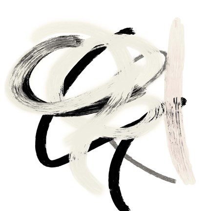 Framed Scrolling Black &amp; White Abstract II Print