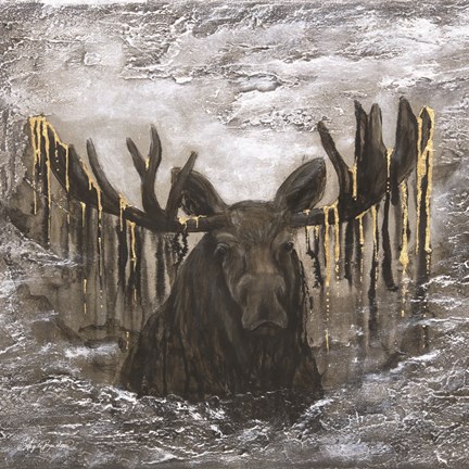 Framed Moose in the Mist Print