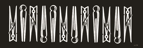 Framed Laundry Clothespins Print