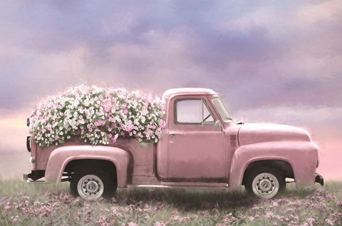 Framed Pink Floral Truck Print