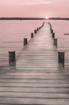 Framed Pink Sunset at the Dock Print