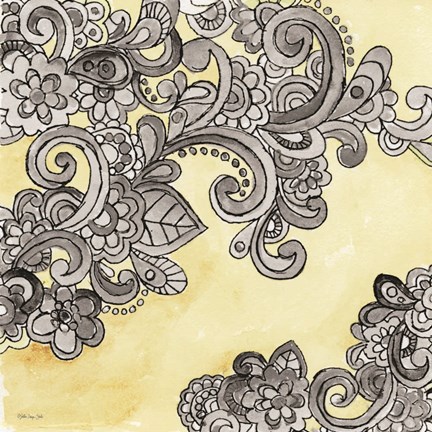 Framed Yellow--Gray Pattern 2 Print