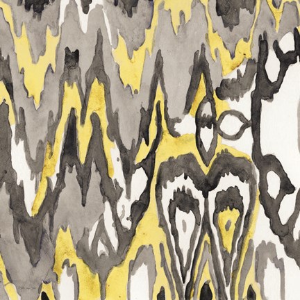 Framed Yellow-Gray Ikat 1 Print