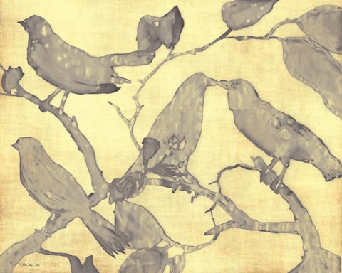 Framed Yellow-Gray Birds 1 Print