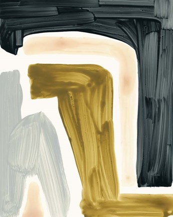 Framed Brushy Shapes III Print