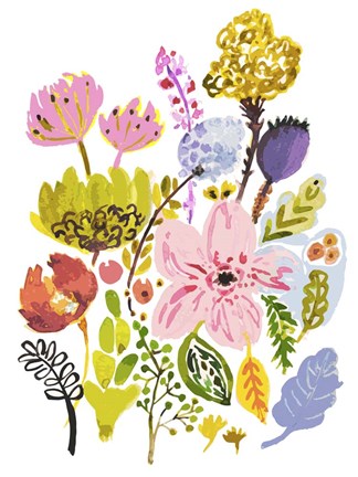 Framed Modern Bouquet Stems I Print