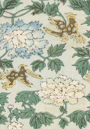 Framed Japanese Floral Design II Print