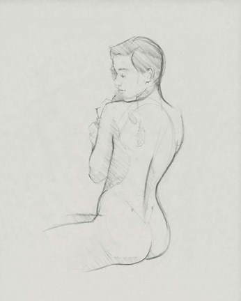Framed Female Back Sketch I Print