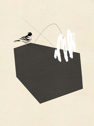 Framed Steel Sequin with Bird I Print