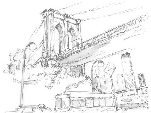 Framed Pencil Cityscape Study I Print