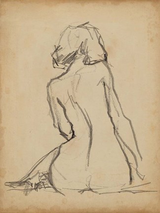 Framed Figure Lines I Print