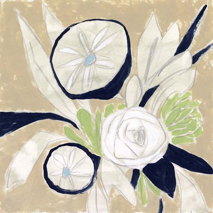 Framed Navy Bouquet Sketch I Print