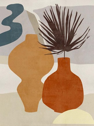 Framed Decorated Vases III Print