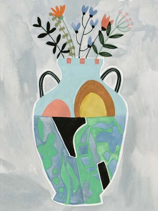 Framed Collage Vase IV Print