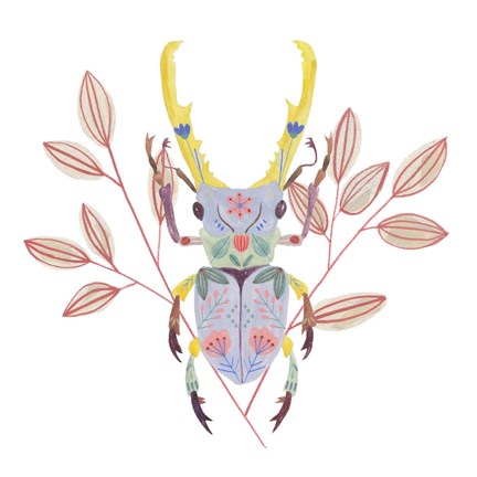 Framed Floral Beetles V Print