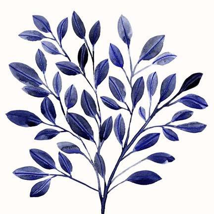 Framed Deep Blue Branch I Print
