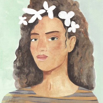 Framed Folk Art Portrait III Print