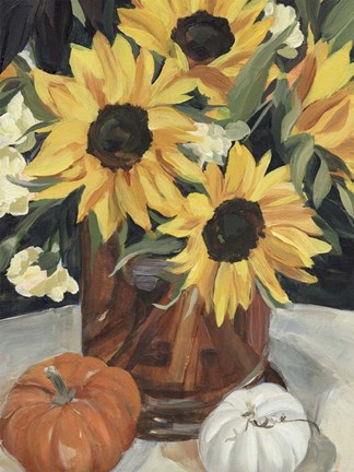 Framed Sunflower Vase I Print