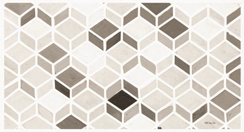 Framed White and Gray Pattern Print