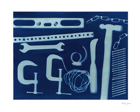 Framed Cyanotype Tools XVII Print