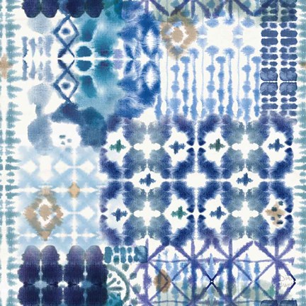 Framed Indigo Splash Pattern V Print