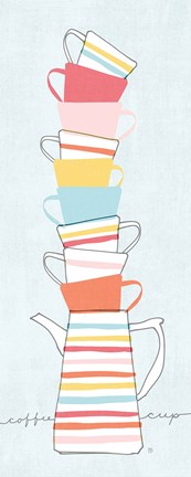 Framed Stack of Cups II Pastel Print