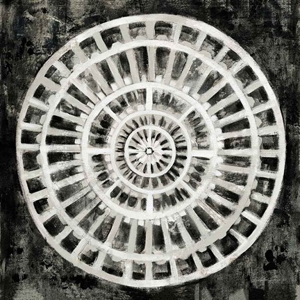 Framed Black Textured Medallion Print