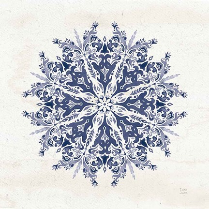 Framed Bohemian Vibes VII Mandala Blue Print