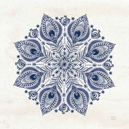 Framed Bohemian Vibes VI Mandala Blue Print
